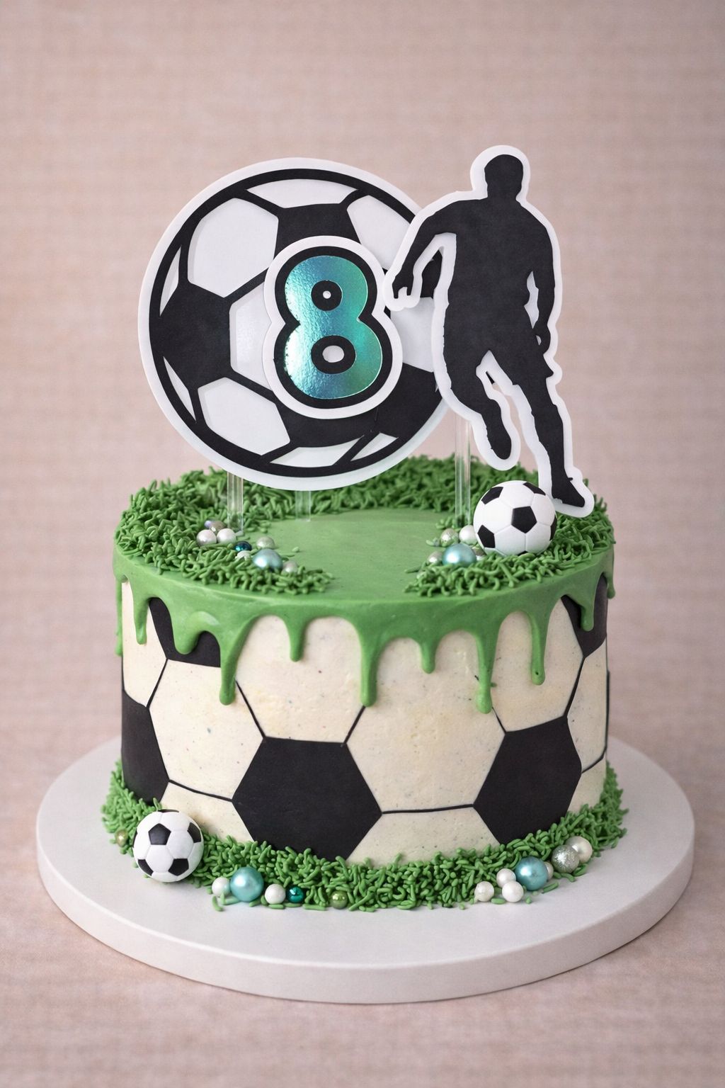 Voetbal Taart Topper (gepersonaliseerde topper met cijfer)