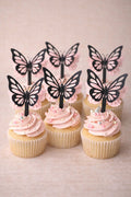 Zwart Roze Vlinders - Cupcake Toppers