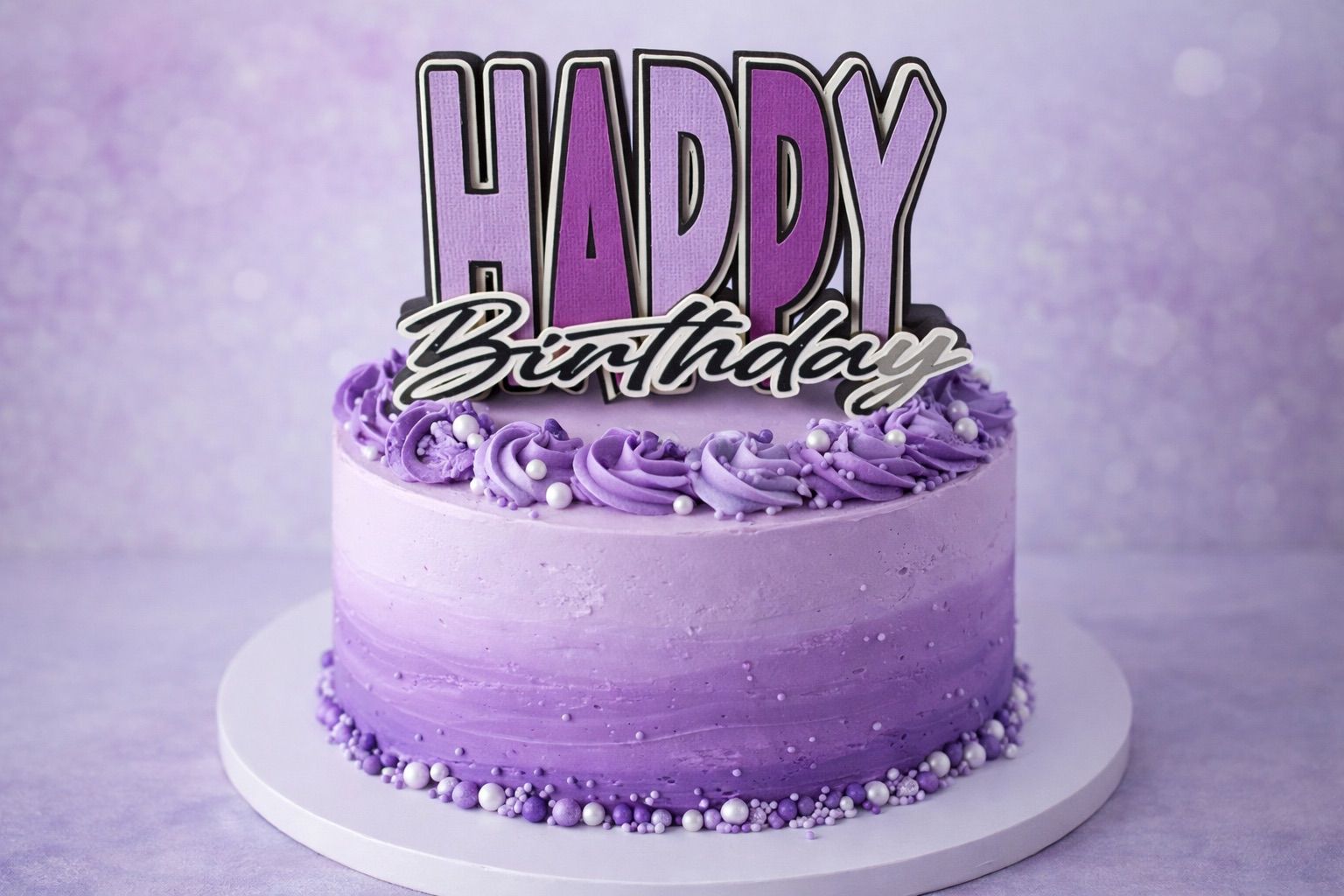 HAPPY Birthday Paars - Taart Topper Elise