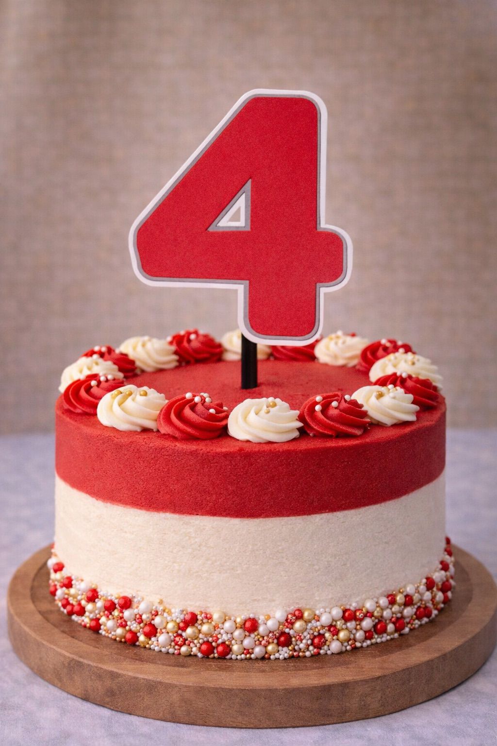 Cijfer 4 Taart Topper – Rood