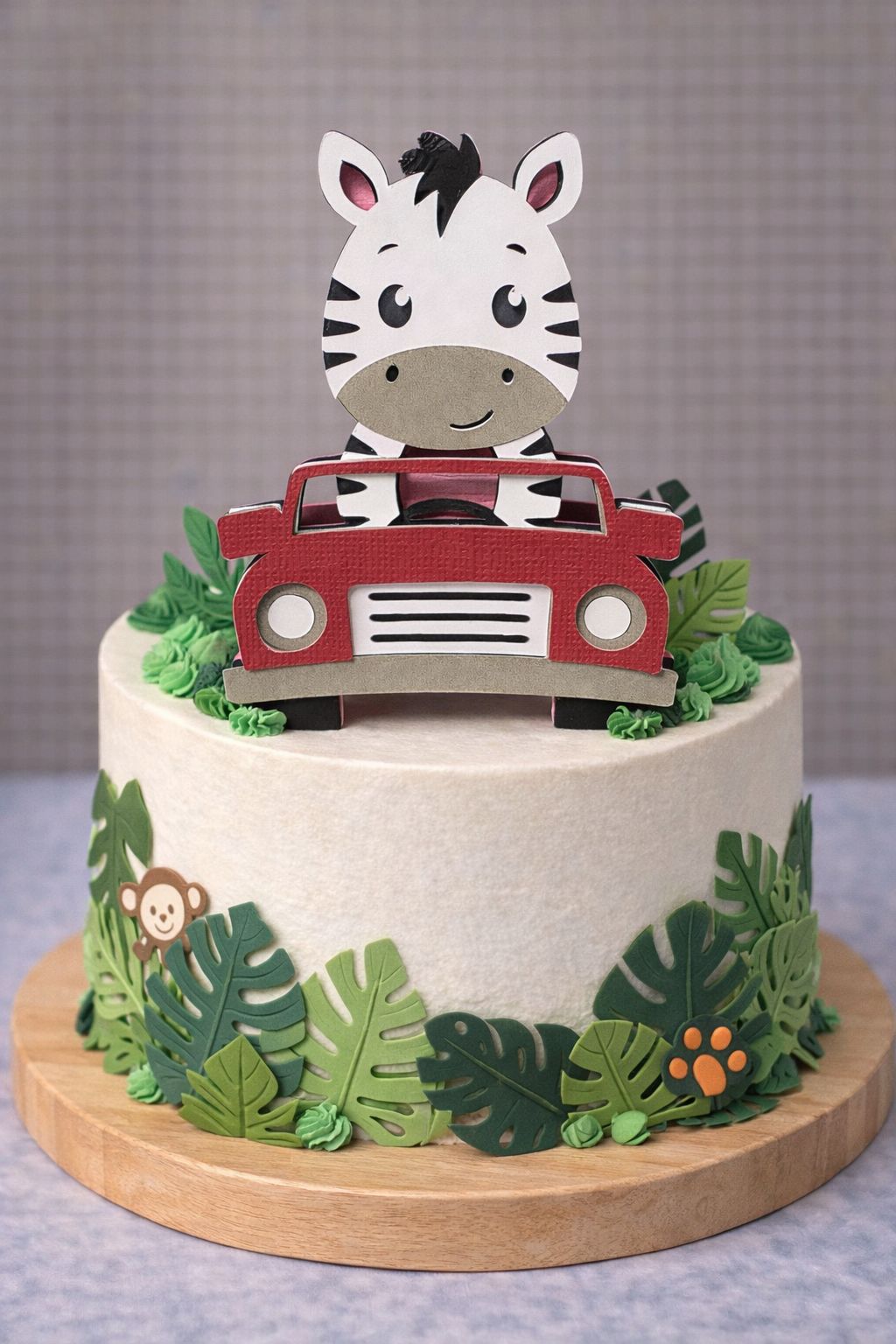 Zebra in Safari Auto Taart Topper