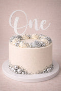 ONE Taart Topper – Zilver met Glitters