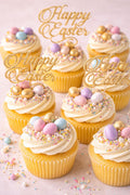 Happy Easter Cupcake Toppers – Goud met Glitters (6x)