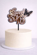 Sweet Sixteen Taart Topper met Vlinder Rosegold