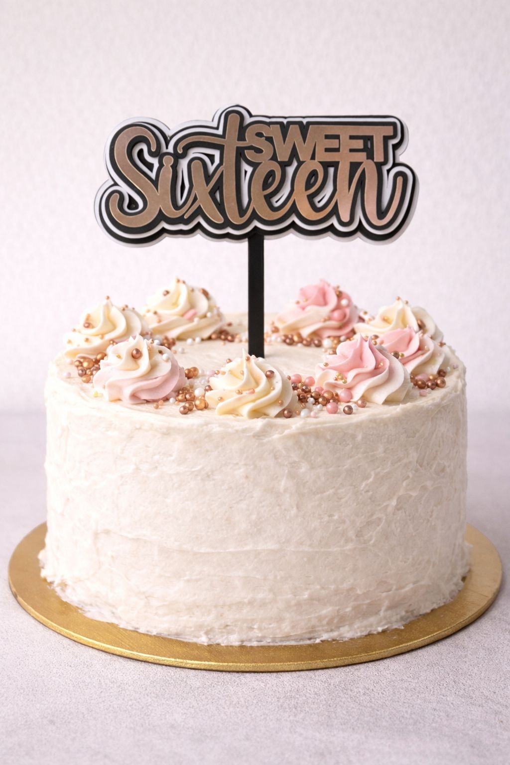 Sweet Sixteen - Taart Topper - Rosegoud