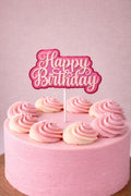 Happy Birthday – Taart Topper – Roze met Rood