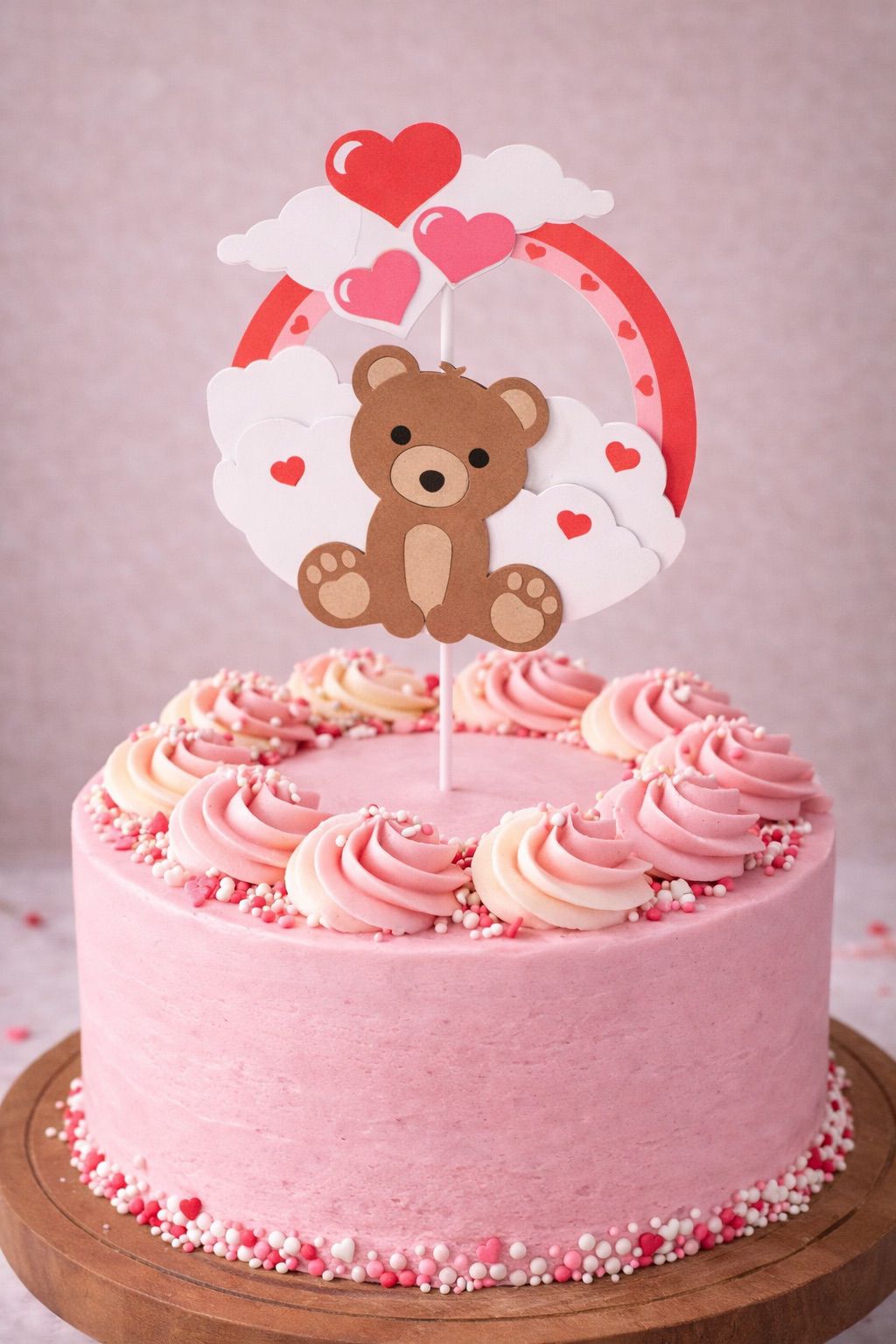 Hartjes met Beer – Taart Topper – Love Thema
